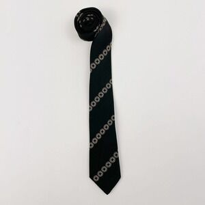 Vintage Famous Barr Co Mens Shop Black Tan Silk Abstract Art To Wear Tie 53x3.25